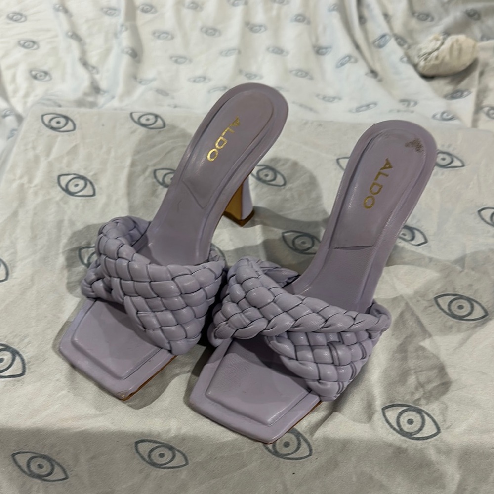 Aldo Purple Quilted Heels Slip-On